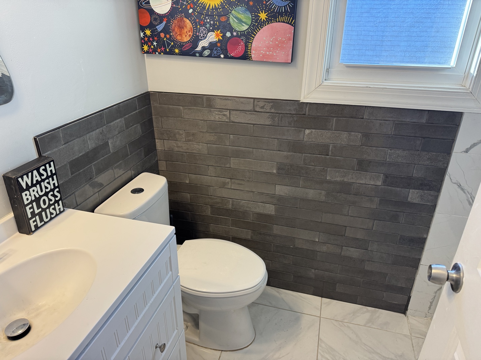 Dark Bathroom Tile Upgrade